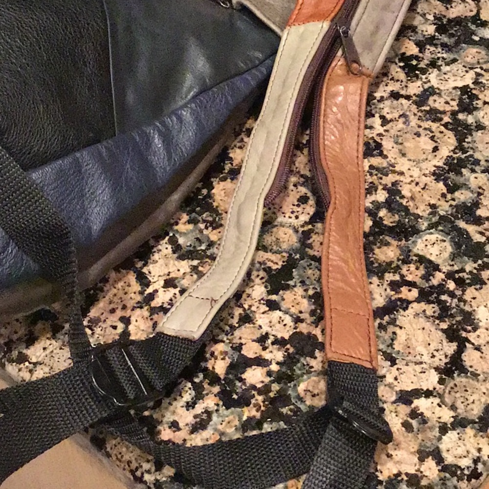 Unique Patchwork Leather Backpack, Multi Colored - image 5